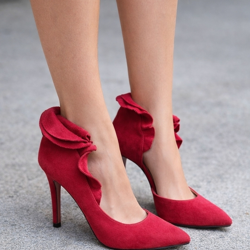 CO Red Suede Women's Heels - Picture 1 of 8